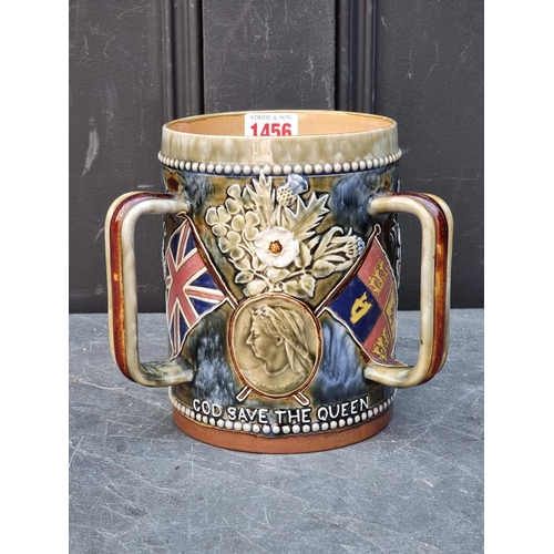 1456 - A Doulton Lambeth Boer War commemorative tyg, 16.5cm high, (s.d.). 