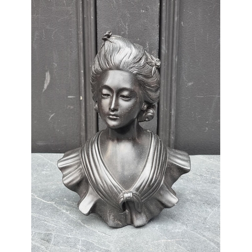 1461 - A bronzed resin bust of Marie Antoinette, 23cm high. 