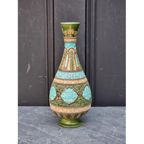 1472 - A Victorian Doulton Lambeth baluster vase, 26.5cm high.