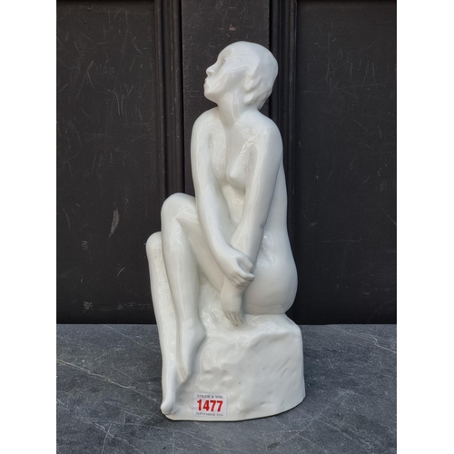 1477 - Milly Steger for Rosenthal, seated female nude, model K808, 34.5cm high.