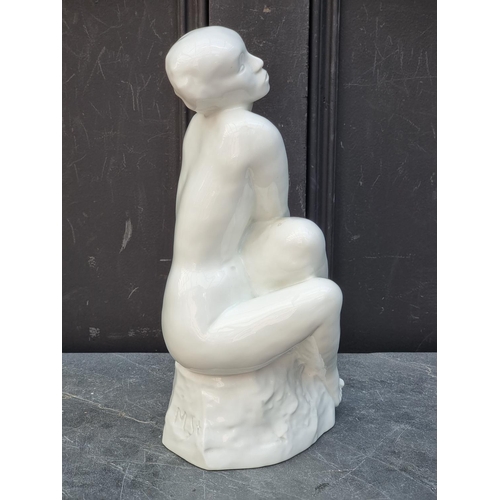 1477 - Milly Steger for Rosenthal, seated female nude, model K808, 34.5cm high.