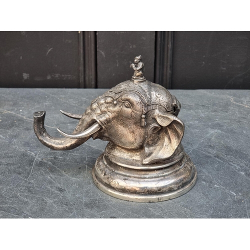 1482 - An early 20th century electroplated novelty Indian Elephant's head inkwell, by Mappin & Webb, 13... 