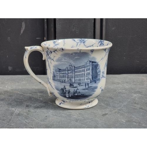 1486 - A rare Victorian pottery mug, printed with 'Buckingham Palace' and 'The Coliseum, Regent's Park', 11... 