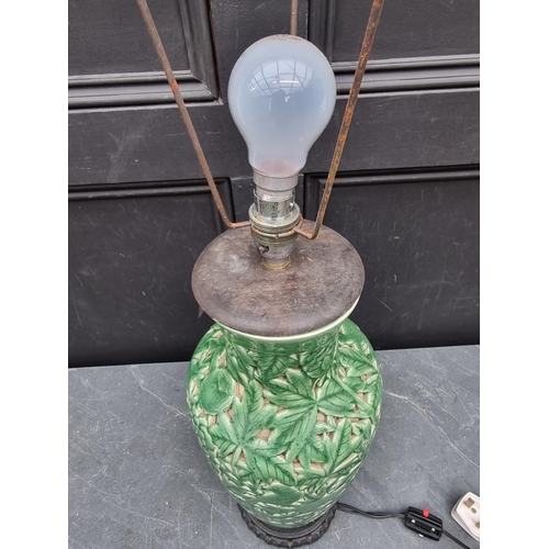 1491 - A Chinese style table lamp, height excluding fitting 47cm.