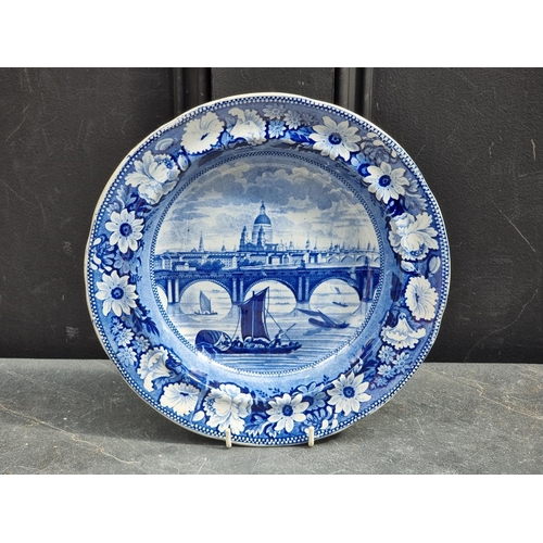 1498 - A rare early 19th century blue and white 'Views of London' soup plate, by Thomas and Benjamin Godwin... 