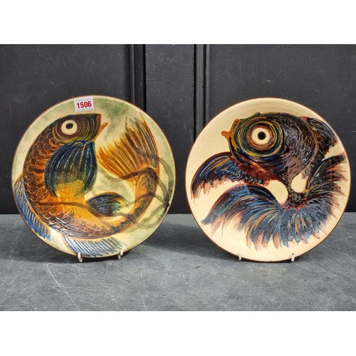 1506 - Two Puigdemont pottery fish plates, 28cm diameter.