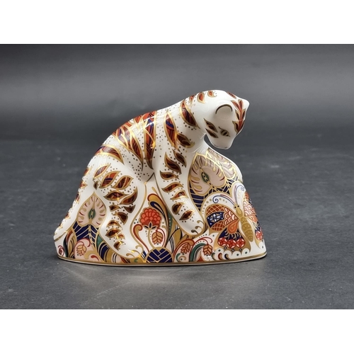 1535 - Royal Crown Derby Imari Paperweights: 'Bengal Tiger Cub', with gold stopper.