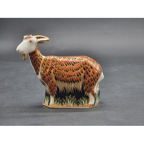 1543 - Royal Crown Derby Imari Paperweights: 'Nanny Goat', with hexagonal gold stopper.