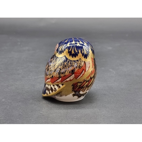 1546 - Royal Crown Derby Imari Paperweights: 'Little Owl', with gold stopper, with CoA.