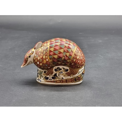 1551 - Royal Crown Derby Imari paperweights: 'Armadillo', with gilt stopper.