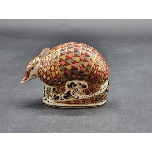 1551 - Royal Crown Derby Imari paperweights: 'Armadillo', with gilt stopper.