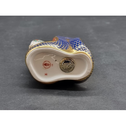 1552 - Royal Crown Derby Imari paperweights: 'Snake', with gold stopper.