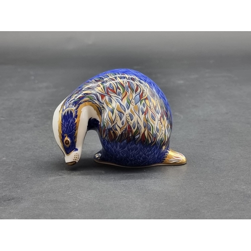 1556 - Royal Crown Derby Imari paperweights: 'Buxton Badger', with gold stopper.