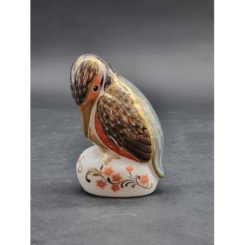 1557 - Royal Crown Derby Imari paperweights: 'Kingfisher', with gold stopper.