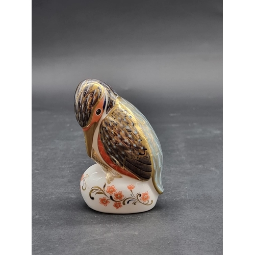 1557 - Royal Crown Derby Imari paperweights: 'Kingfisher', with gold stopper.