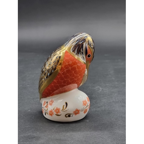 1557 - Royal Crown Derby Imari paperweights: 'Kingfisher', with gold stopper.