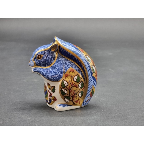 1558 - Royal Crown Derby Imari paperweights: 'Debenhams Squirrel', with gilt stopper.