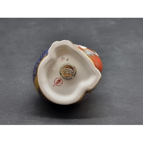 1562 - Royal Crown Derby Imari paperweights: 'Monkey and Baby', with gold stopper.