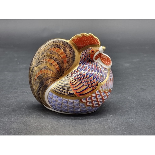 1567 - Royal Crown Derby Imari paperweights: 'Rooster', with gold stopper.