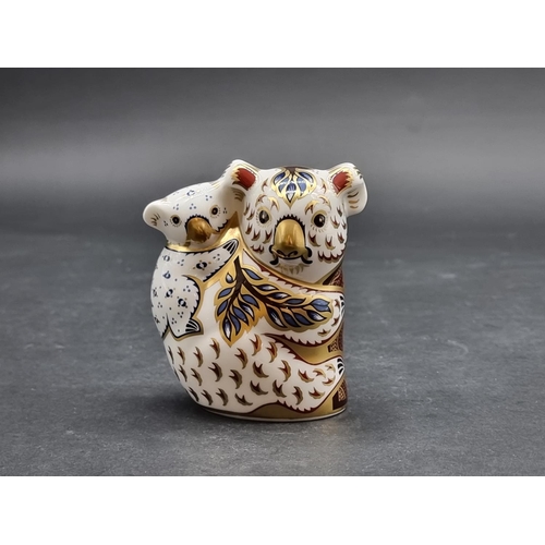 1568 - Royal Crown Derby Imari paperweights: 'Koala and Baby', with gold stopper, with CoA.... 