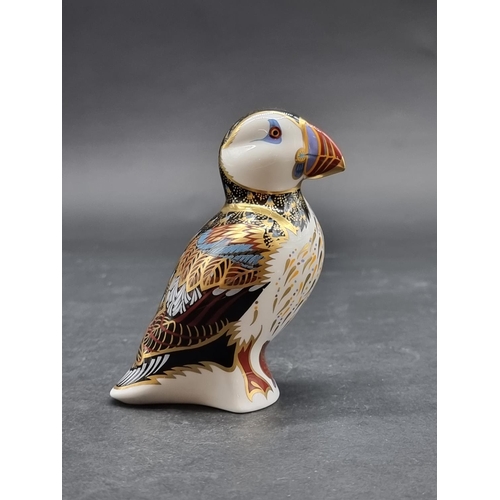 1569 - Royal Crown Derby Imari paperweights: 'Puffin', with gold stopper.