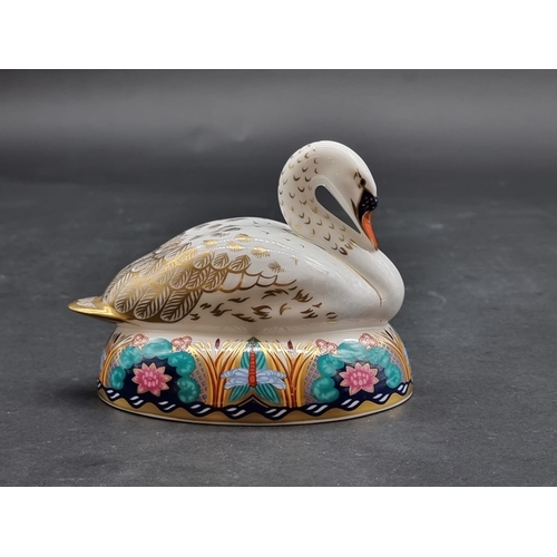 1571 - Royal Crown Derby Imari paperweights: 'White Swan', with silver stopper, (second).