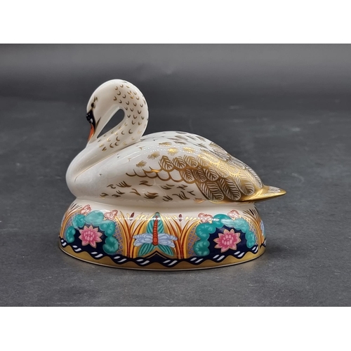 1571 - Royal Crown Derby Imari paperweights: 'White Swan', with silver stopper, (second).