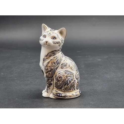 1574 - Royal Crown Derby Imari paperweights: 'Majestic Cat', No.407/3500, with gold stopper, with CoA.... 