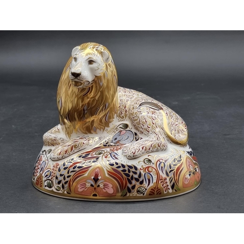 1584 - Royal Crown Derby Imari paperweights: 'Lion', exclusively for Harrods, with gold stopper.... 