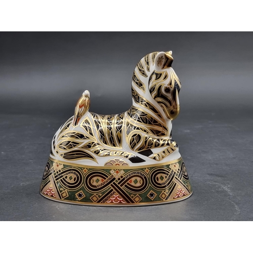 1591 - Royal Crown Derby Imari paperweights: 'Zebra', with gilt stopper.