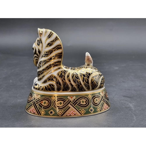 1591 - Royal Crown Derby Imari paperweights: 'Zebra', with gilt stopper.