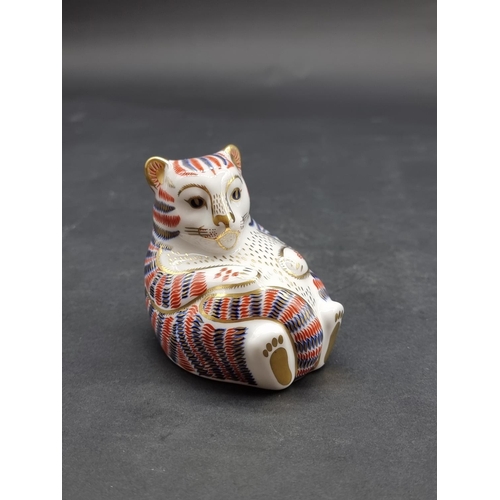 1600 - Royal Crown Derby Imari paperweights: 'Tiger Cub', 'Badger', and 'Chipmunk', each with gold stoppers... 