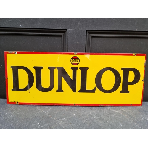 1701 - Advertising: a good pair of enamel 'Dunlop' 'Tyres' signs, 29 x 76cm and 29 x 73.5cm respectively. (... 