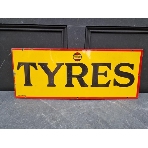 1701 - Advertising: a good pair of enamel 'Dunlop' 'Tyres' signs, 29 x 76cm and 29 x 73.5cm respectively. (... 