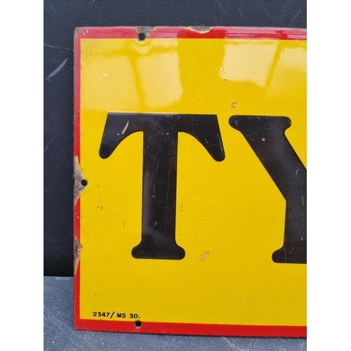 1701 - Advertising: a good pair of enamel 'Dunlop' 'Tyres' signs, 29 x 76cm and 29 x 73.5cm respectively. (... 