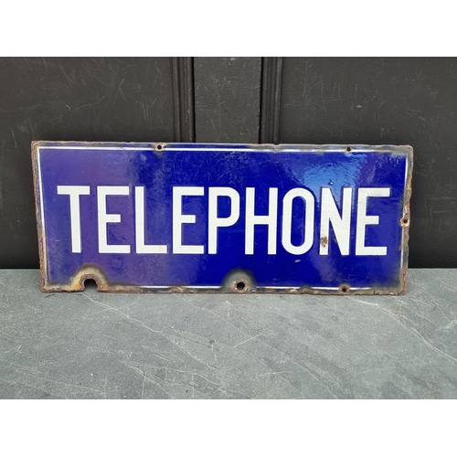 1703 - A vintage enamel double-sided 'Telephone' sign, 22.5 x 55.5cm.