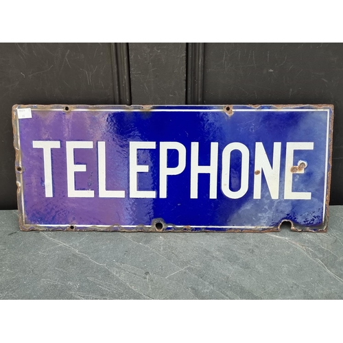 1703 - A vintage enamel double-sided 'Telephone' sign, 22.5 x 55.5cm.