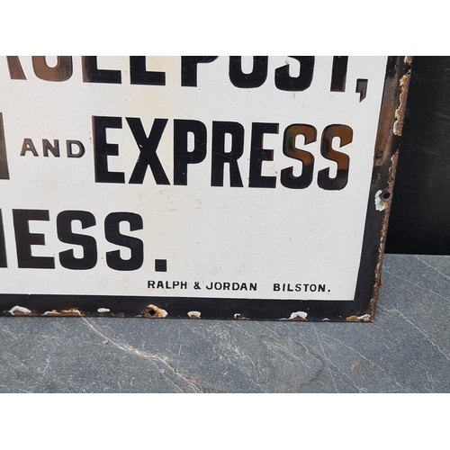 1704 - A vintage enamel 'Post Office' sign, by 'Ralph & Jordan, Bilston', 30.5 x 66cm... 