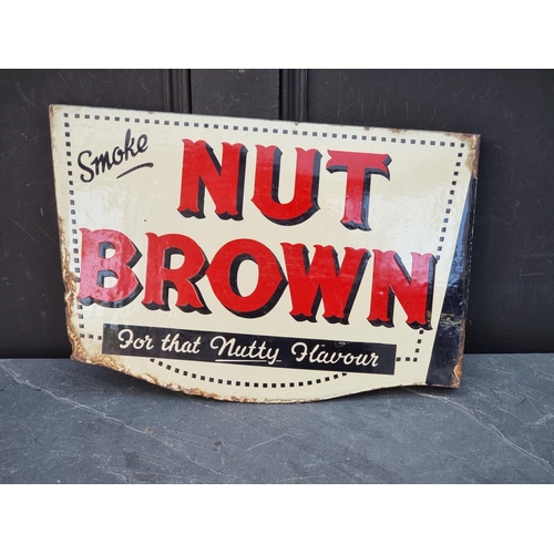 1710 - Advertising: a vintage enamel double-sided 'Nut Brown' tobacco sign, 30.5 x 45.5cm.