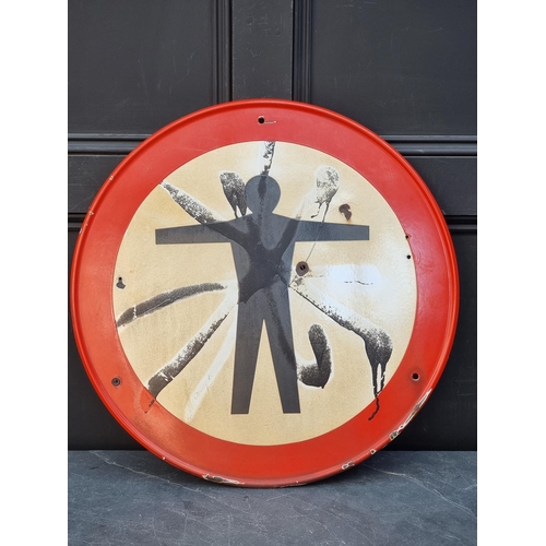 1711 - A vintage enamel road sign, 60cm diameter.