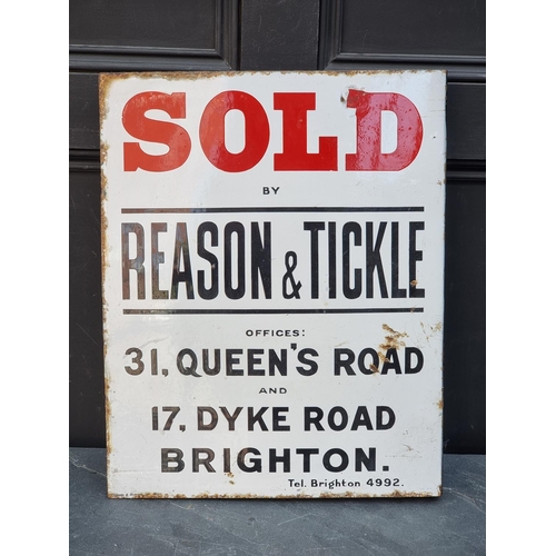 1714 - Advertising: two vintage enamel double-sided estate agents signs, one 'Daniels', the other 'Reason &... 