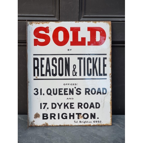 1714 - Advertising: two vintage enamel double-sided estate agents signs, one 'Daniels', the other 'Reason &... 