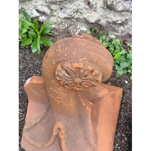 1723 - Two old terracotta ornamental roof ridge finials, largest 51cm high. (2)... 