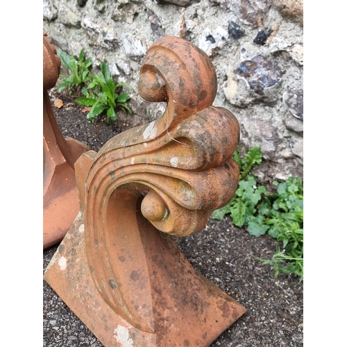 1723 - Two old terracotta ornamental roof ridge finials, largest 51cm high. (2)... 