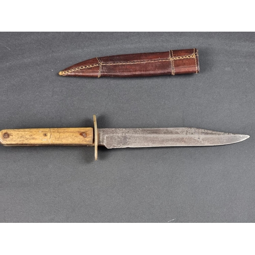 505 - A Victorian Bowie knife, by George Butler & Co Trinity Works Sheffield, with 16.5cm blade, plate... 