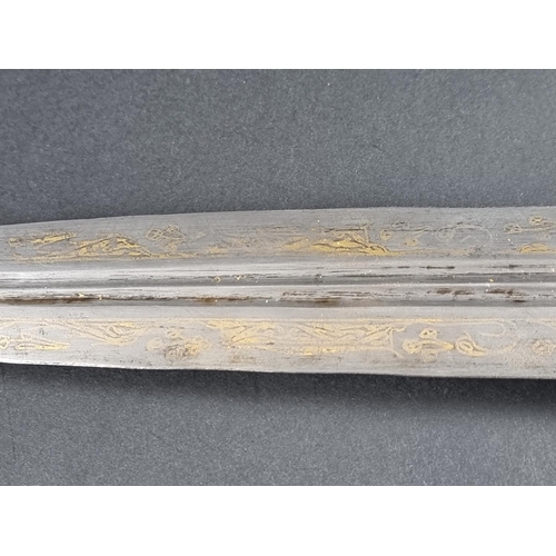 514 - An Eastern jade handled dagger and sheath, probably Indo Persian, with 24cm double edged blade, over... 