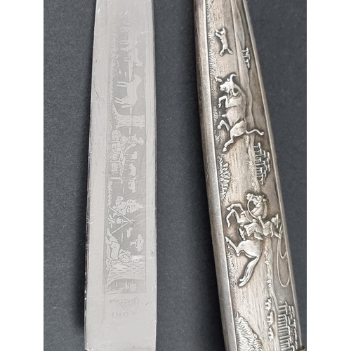 516 - A Brazilian Gaucho knife and sheath, the blade engraved 'Banco Do Brasil S.A' with 17cm blade; toget... 