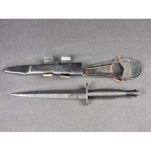 517 - A Fairbairn Sykes 3rd pattern commando knife and sheath, by J Nowill & Sons Sheffield, with broa... 