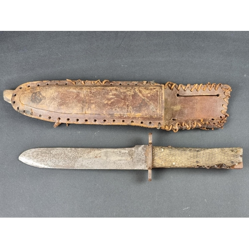 561 - A rare Victorian sportsman's knife and sheath, the 17cm blade stamped 'Ellis Knife, Thornhill, Londo... 