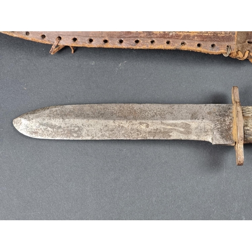 561 - A rare Victorian sportsman's knife and sheath, the 17cm blade stamped 'Ellis Knife, Thornhill, Londo... 